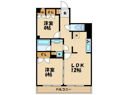 ウインドシティ東府中(1SLDK/4階)の間取り写真
