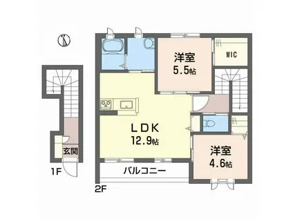 シャーメゾン横黒A棟(2LDK/2階)の間取り写真
