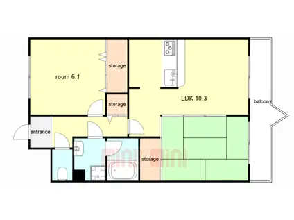 ルナポリス(2LDK/4階)の間取り写真