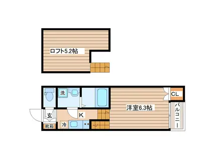 STATICE(1K/2階)の間取り写真