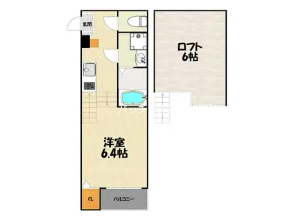 ハーモニーテラス香椎駅前II(1K/2階)の間取り写真