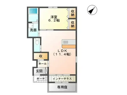 サンライズヒル夢咲(1LDK/1階)の間取り写真