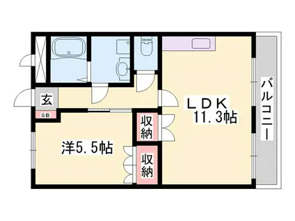マルベリー(1LDK/2階)の間取り写真