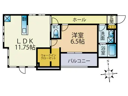 西中延3丁目マンション(1LDK/2階)の間取り写真