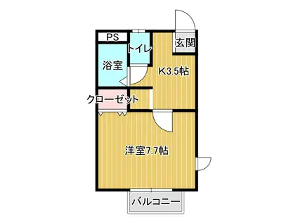 シュガーハイツ(1K/1階)の間取り写真