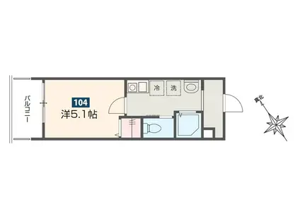 メルディア相模大野(1K/1階)の間取り写真