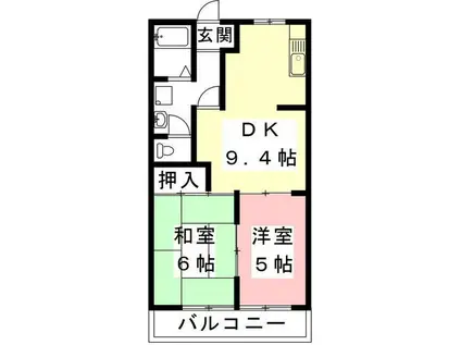 アーバンハイムサカイA棟B棟(2DK/2階)の間取り写真