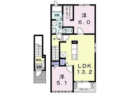 シャルム パピヨン(2LDK/2階)の間取り写真