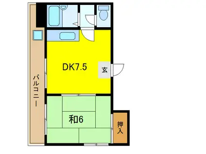 第2日の本ビル(1DK/4階)の間取り写真