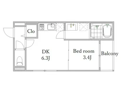 サプニィ荒中町(1DK/2階)の間取り写真