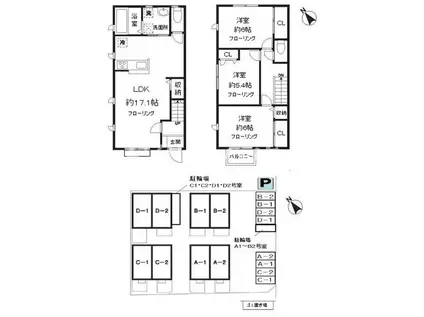 フォレスト リーフタウンC棟(3LDK/1階)の間取り写真
