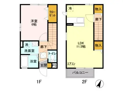 カメリアハウス(1LDK/1階)の間取り写真