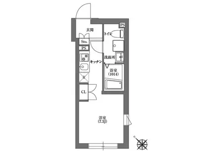 CARITAS不動前 カリタス不動前(ワンルーム/2階)の間取り写真