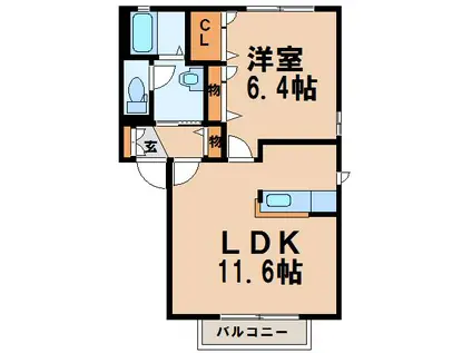 ベルメゾン(1LDK/1階)の間取り写真