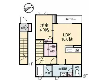 リラフォート(1LDK/2階)の間取り写真