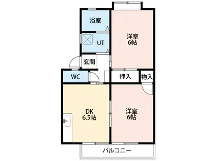 名鉄名古屋本線 宇頭駅 徒歩19分 2階建 築24年(2DK/2階)の間取り写真