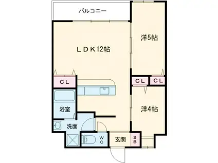 THE GRANDE HILLS(2LDK/4階)の間取り写真