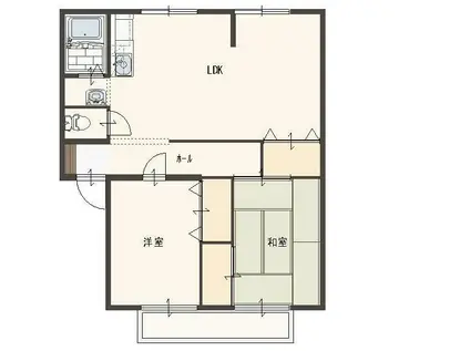 ブリージィタウン A棟(2LDK/2階)の間取り写真
