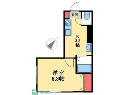 カサメント舎人(1K/1階)の間取り写真