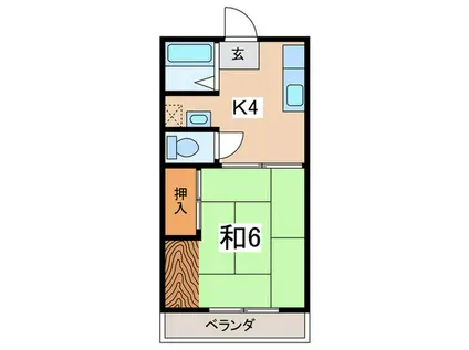 ローズハウス(1K/1階)の間取り写真
