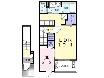 シャルマン東寺南V(1LDK/2階)の間取り写真