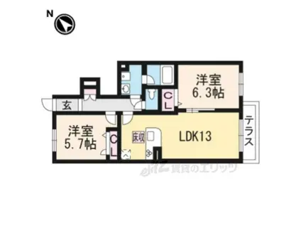プレミール日吉(2LDK/1階)の間取り写真