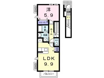 ファーストグラース(1LDK/2階)の間取り写真