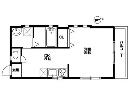 RISE潮見台(1DK/1階)の間取り写真