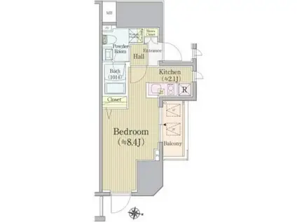 REX白金(1K/1階)の間取り写真