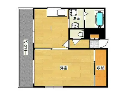 パルクオークス(1DK/3階)の間取り写真