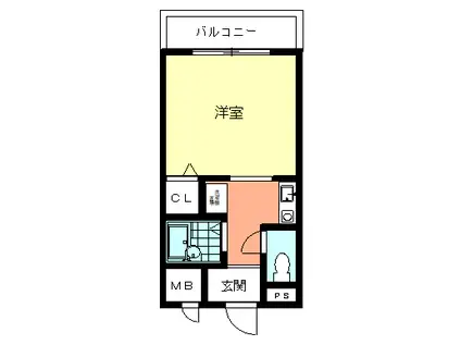 エンゼルサン(1K/2階)の間取り写真