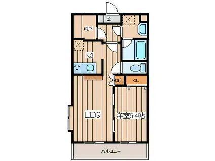 メルベーユ(1LDK/1階)の間取り写真