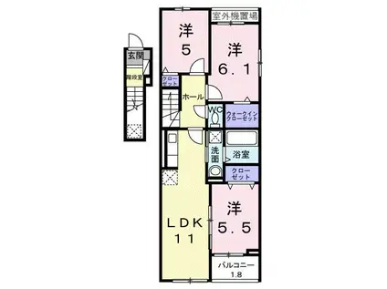 ベル・コリーヌB(3LDK/2階)の間取り写真