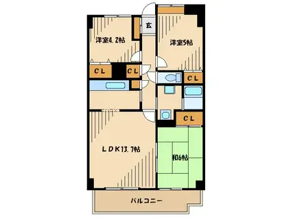 グレース代官3(3LDK/3階)の間取り写真