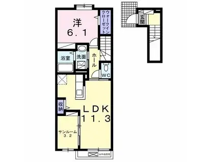 アーバンシティ II(1LDK/2階)の間取り写真