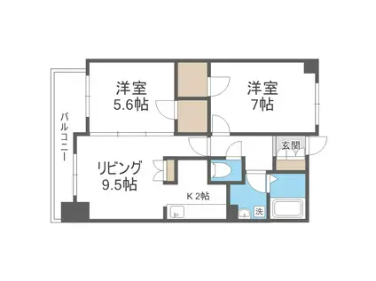 グレイスコート北18条(2LDK/12階)の間取り写真