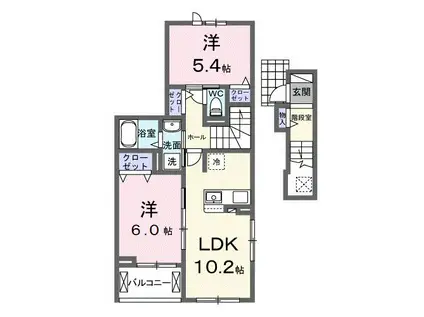 ベル グリシーヌ(2LDK/2階)の間取り写真