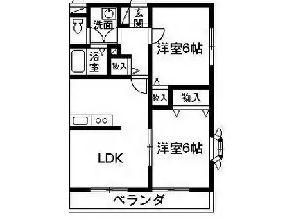 ウィング21(2LDK/2階)の間取り写真