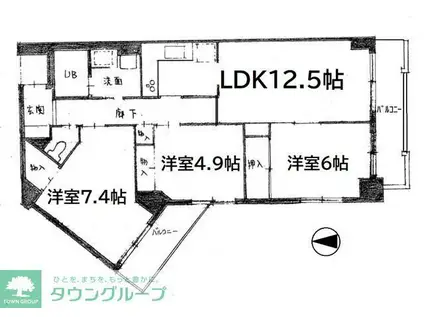 スイホウ壱番館(3LDK/4階)の間取り写真