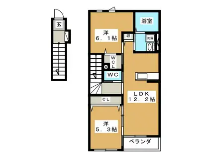 テンダーハウス(2LDK/2階)の間取り写真