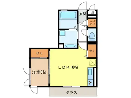 D-ROOM SKY(1LDK/1階)の間取り写真
