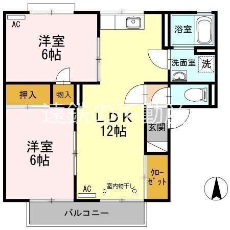 セジュール I(2LDK/2階)の間取り写真