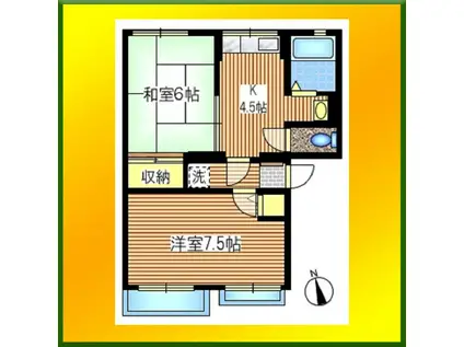 シティハイムサンモール(2DK/1階)の間取り写真