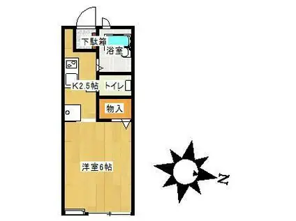 グリーンアルス(ワンルーム/2階)の間取り写真