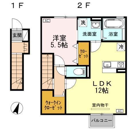 セジュール近江(1LDK/2階)の間取り写真