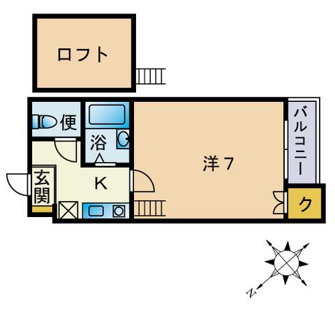サンライズガーデン高宮壱番館(1K/2階)の間取り写真