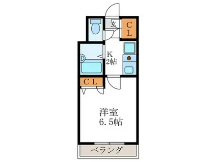 ピラーズ御所西(1K/4階)の間取り写真