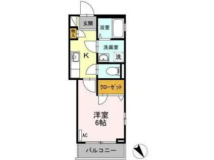 シャーメゾン西条駅前(1K/2階)の間取り写真