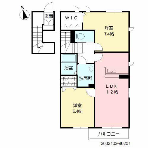 エクラージュ松江A(2LDK/2階)の間取り写真