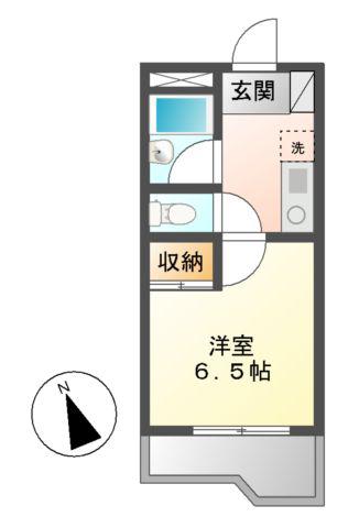 湯口マンション(1K/3階)の間取り写真
